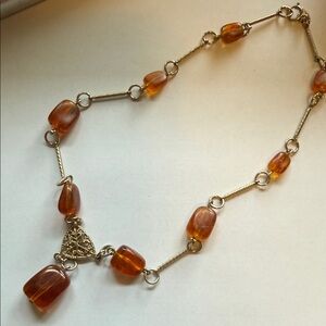Amber and Silver Women's Necklace